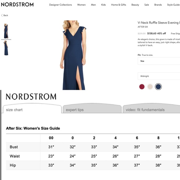 NEW 6810 AFTER SIX Midnight Blue V-Neck Ruffle Sleeve Bridesmaid Evening DRESS 0 - Picture 2 of 13